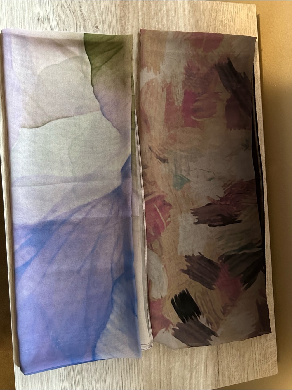 Sheer Abstract Print Scarf - Lavender & Taupe